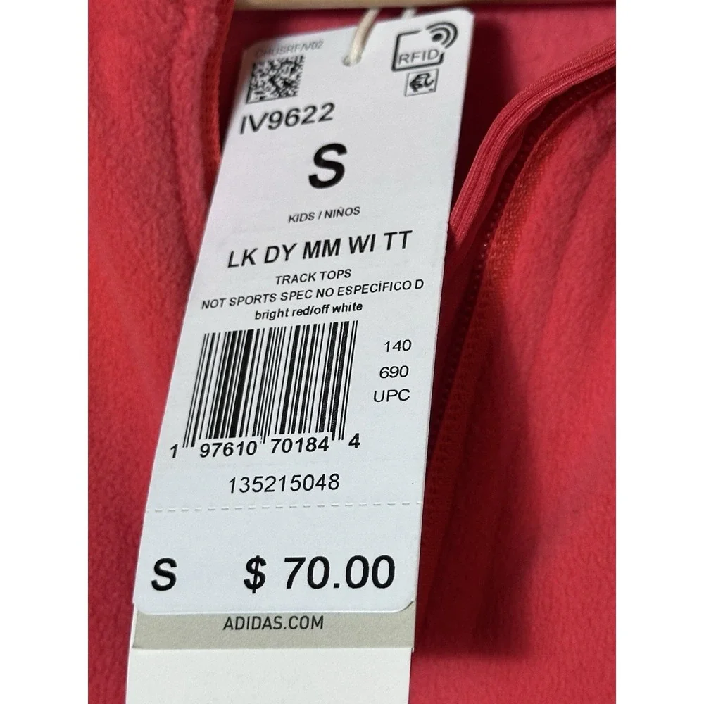NWT Adidas Disney Kids Track Jacket Small - Orange Mickey Mouse Full Zip Fleece